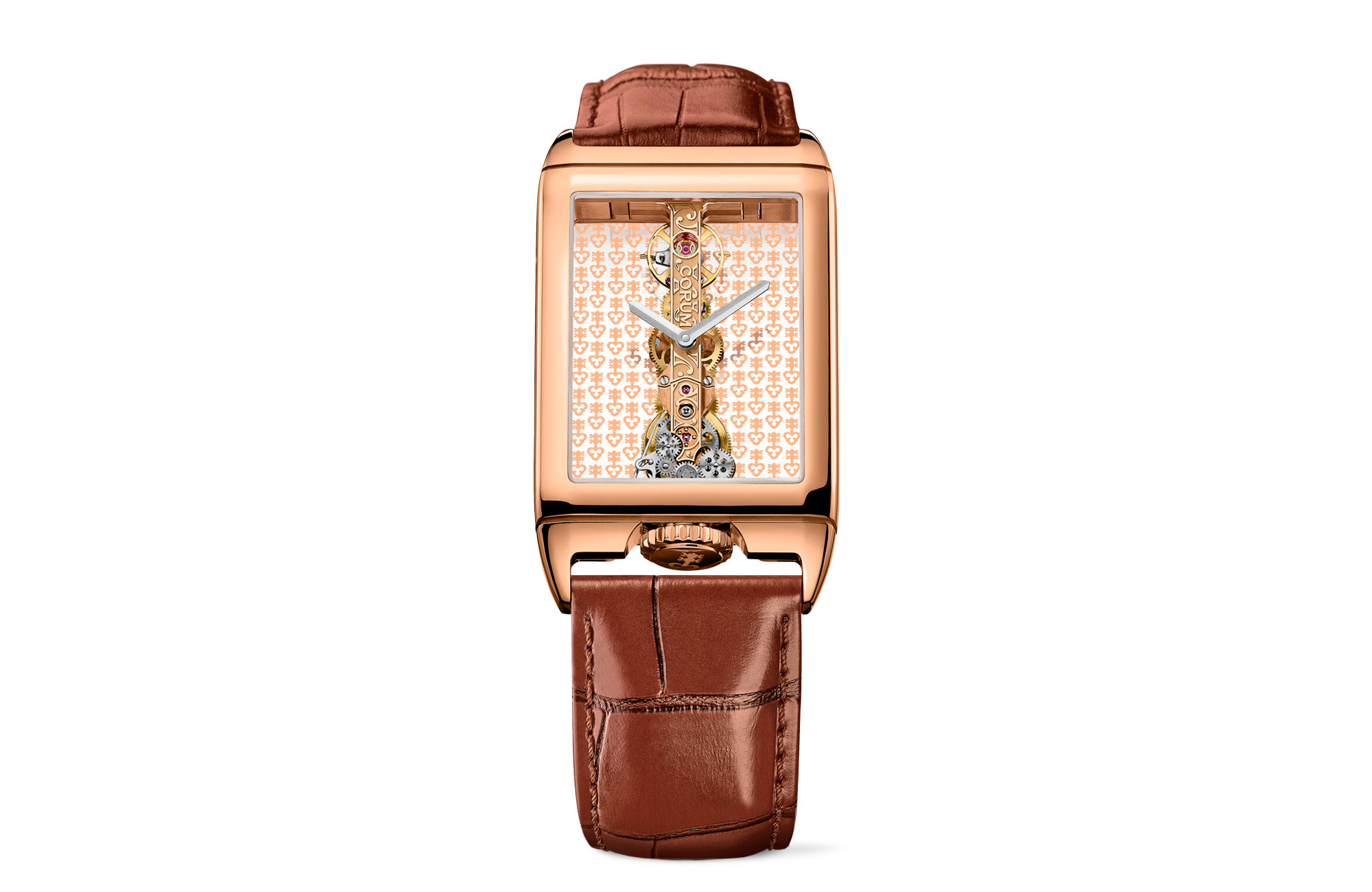 rose gold rectangle watch