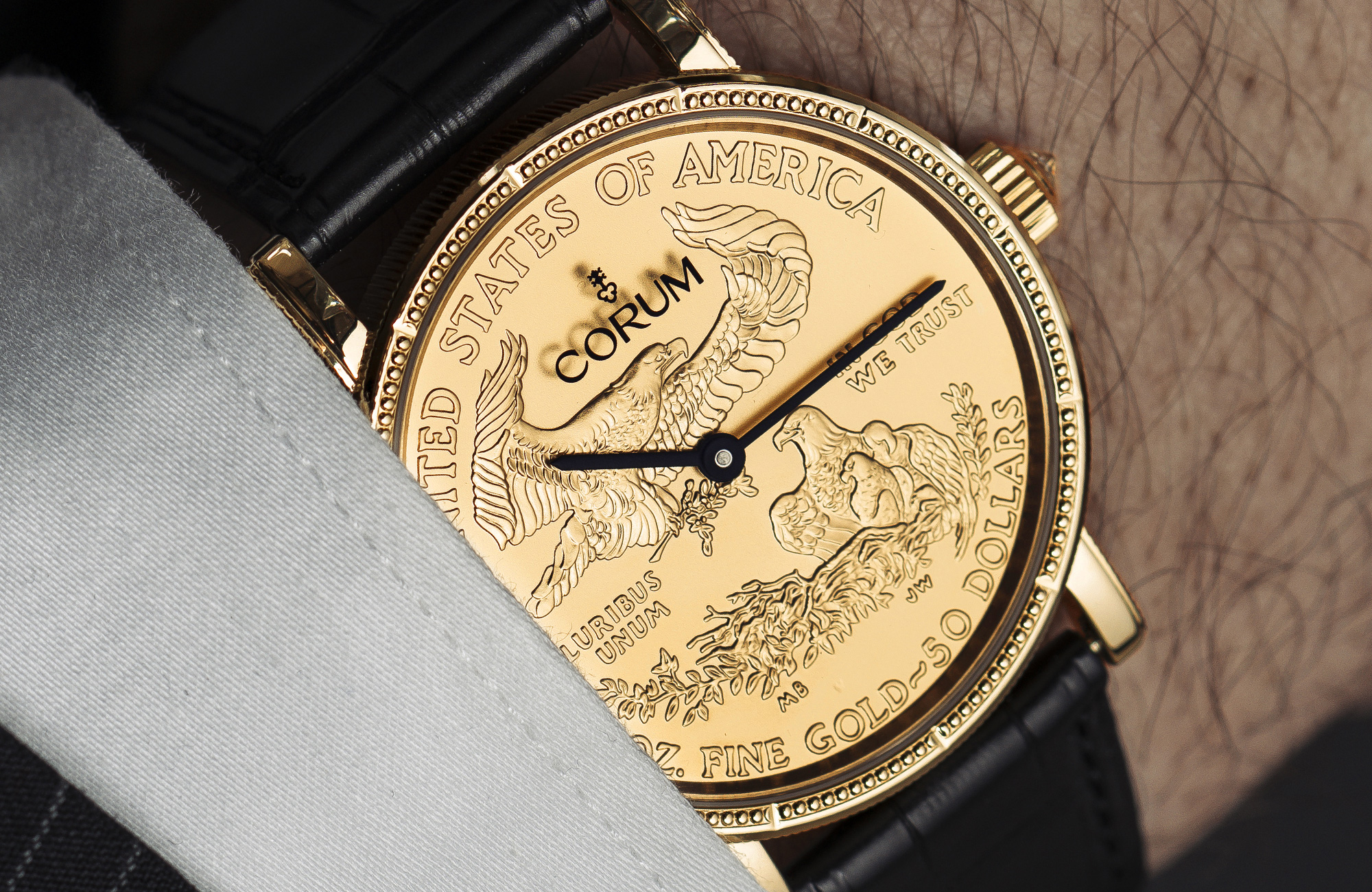 corum coin watch president