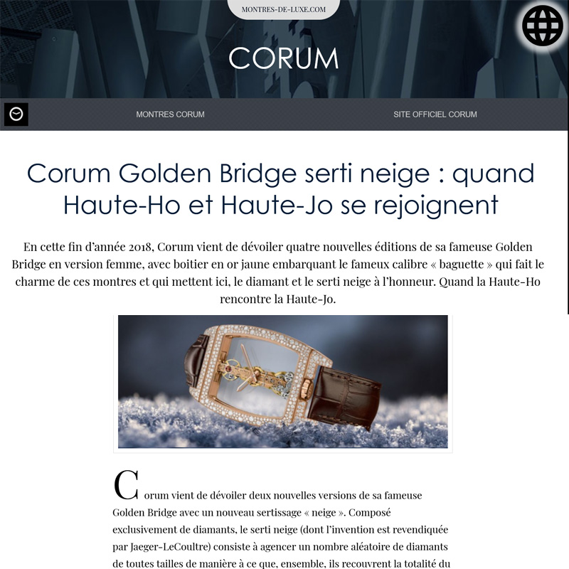 Watch : Golden Bridge, Miss ( Corum Golden Bridge Serti Neige Quand Haute Ho Et Haute… )