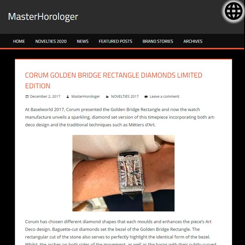 Watch : Golden Bridge, Rectangle ( Corum Golden Bridge Rectangle Diamonds Limited Edition Hand Wound Movement… )