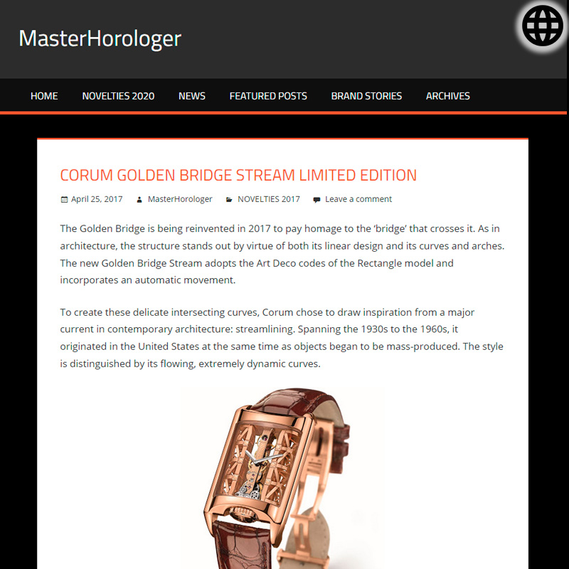 Watch : Golden Bridge, Stream ( Corum Golden Bridge Stream Limited Edition Watch Automatic Movement Rectangular… )