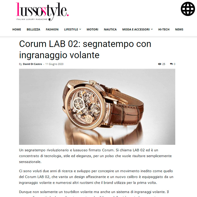 Watch : Lab, 02 ( Corum Lab 02 Segnatempo Con Ingranaggio Volante )