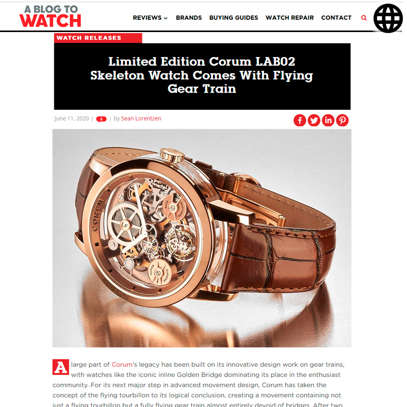 Watch : Lab, 02 ( Limited Edition Corum Lab02 Skeleton Watch Comes With Flying Gear… )