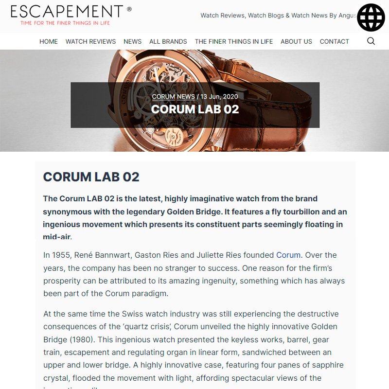 Watch : Lab, 02 ( Corum Lab 02 )